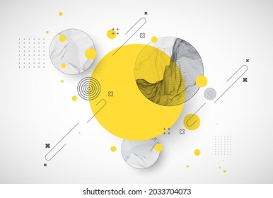 Trendy Abstract Wireframe Background. Modern Science Or Technology Art Elements. Surface Illustration. Vector.