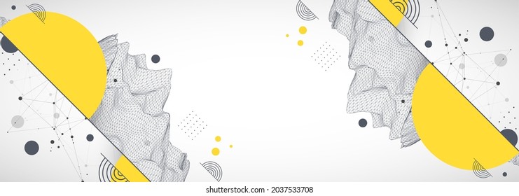 Trendy abstract wireframe background. Modern science or technology art elements. Surface illustration. Vector.