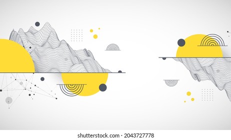 Trendy abstract wireframe background. Modern science or technology art elements. Surface illustration. Vector.