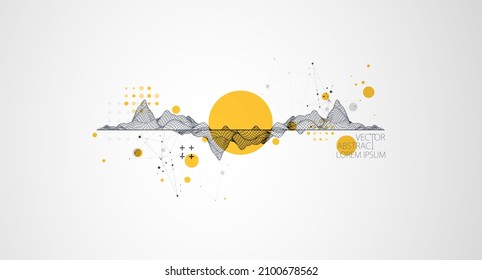 Trendy Abstract Wireframe Background. Modern Science Or Technology Art Elements. Surface Illustration. Vector.