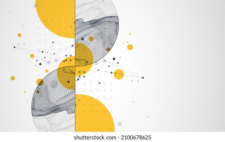 Trendy abstract wireframe background. Modern science or technology art elements. Surface illustration. Vector.