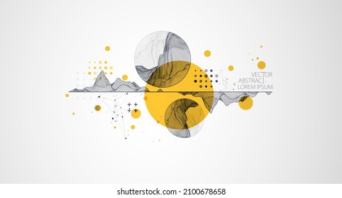 Trendy abstract wireframe background. Modern science or technology art elements. Surface illustration. Vector.