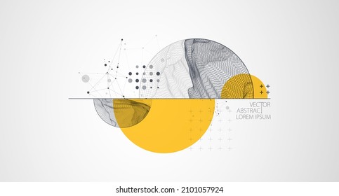 Trendy abstract wireframe background. Modern science or technology art elements. Surface illustration. Vector.