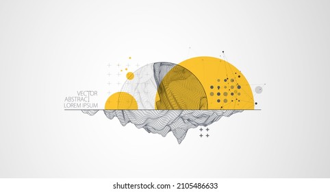 Trendy abstract wireframe background. Modern science or technology art elements. Surface illustration. Vector.