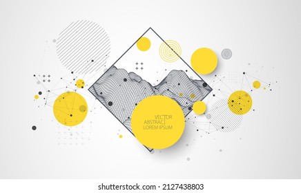 Trendy abstract wireframe background. Modern science or technology art elements. Surface illustration. Vector.