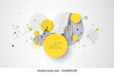 Trendy Abstract Wireframe Background. Modern Science Or Technology Art Elements. Surface Illustration. Vector.