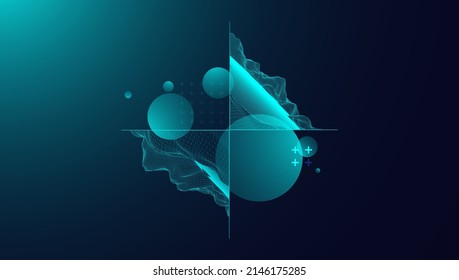 Trendy abstract wireframe background. Modern science or technology art elements. Surface illustration. Vector.