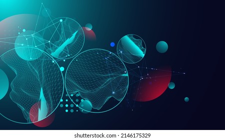 Trendy abstrakter Wireframe Hintergrund. Moderne Kunstelemente aus Wissenschaft oder Technik. Oberflächengrafik. Vektorgrafik.
