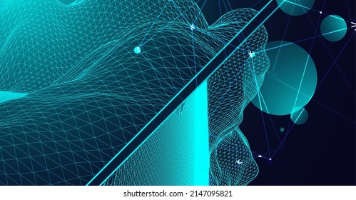 Trendy abstract wireframe background. Modern science or technology art elements. Surface illustration. Vector.