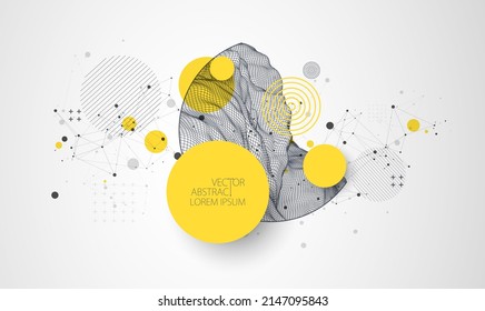 Trendy abstract wireframe background. Modern science or technology art elements. Surface illustration. Vector.