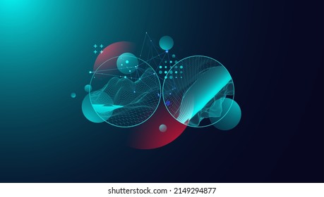 Trendy abstract wireframe background. Modern science or technology art elements. Surface illustration. Vector.