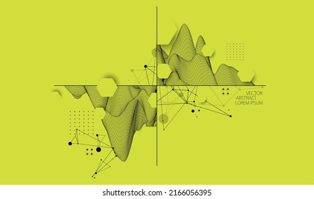 Trendy abstrakter Wireframe Hintergrund. Moderne Kunstelemente aus Wissenschaft oder Technik. Oberflächengrafik. Vektorgrafik.