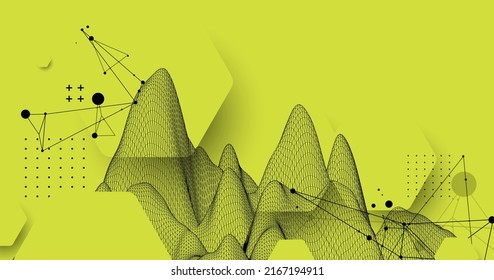 Trendy abstract wireframe background. Modern science or technology art elements. Surface illustration. Vector.