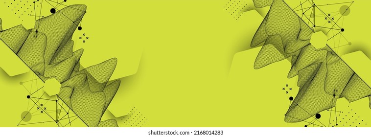 Trendy abstract wireframe background. Modern science or technology art elements. Surface illustration. Vector.