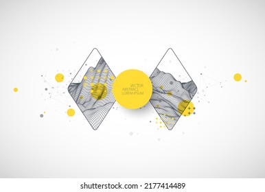 Trendy abstract wireframe background. Modern science or technology art elements. Surface illustration. Vector.