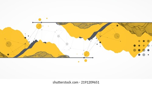 Trendy abstract wireframe background. Modern science or technology art elements. Surface illustration. Vector.