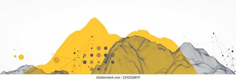 Trendy abstract wireframe background. Modern science or technology art elements. Surface illustration. Vector.