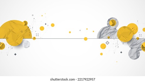 Trendy abstract wireframe background. Modern science or technology art elements. Surface illustration. Vector.