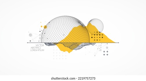 Trendy abstract wireframe background. Modern science or technology art elements. Surface illustration. Vector.