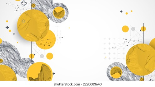 Trendy abstract wireframe background. Modern science or technology art elements. Surface illustration. Vector.