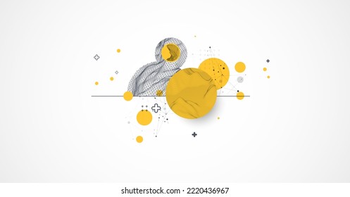 Trendy abstrakter Wireframe Hintergrund. Moderne Kunstelemente aus Wissenschaft oder Technik. Oberflächengrafik. Vektorgrafik.