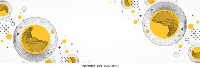 Trendy abstract wireframe background. Modern science or technology art elements. Surface illustration. Vector.