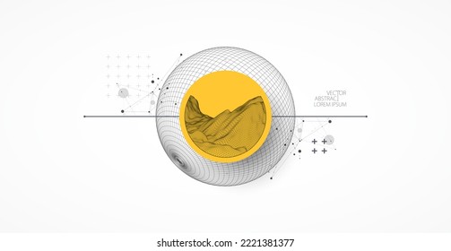 Trendy abstract wireframe background. Modern science or technology art elements. Surface illustration. Vector.