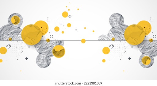 Trendy abstract wireframe background. Modern science or technology art elements. Surface illustration. Vector.