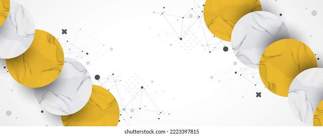 Trendy abstract wireframe background. Modern science or technology art elements. Surface illustration. Vector.