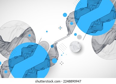 Trendy abstract wireframe background. Modern science or technology art elements. Surface illustration. Vector.
