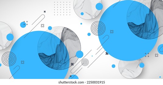 Trendy abstract wireframe background. Modern science or technology art elements. Surface illustration. Vector.
