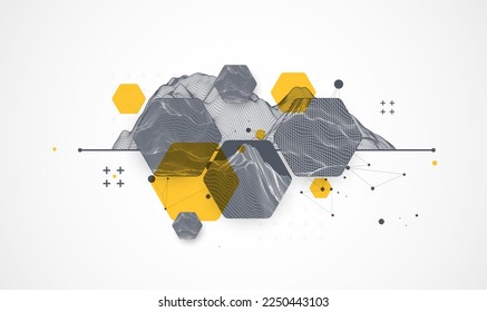 Fondo de trama abstracto moderno. Elementos artísticos modernos de ciencia o tecnología. Ilustración superficial. Vector.