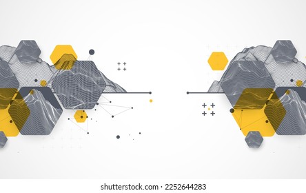 Fondo de trama abstracto moderno. Elementos artísticos modernos de ciencia o tecnología. Ilustración superficial. Vector.