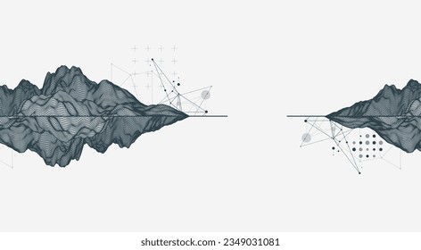 Trendy abstract wireframe background. Modern science or technology art elements. Surface illustration. Vector.