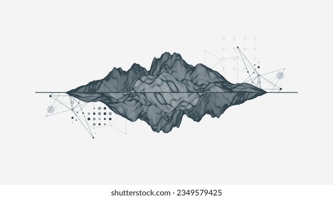 Trendy abstract wireframe background. Modern science or technology art elements. Surface illustration. Vector.