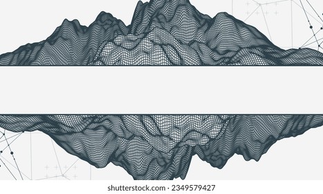 Trendy abstract wireframe background. Modern science or technology art elements. Surface illustration. Vector.