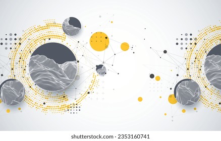Trendy abstrakter Wireframe Hintergrund. Moderne Kunstelemente aus Wissenschaft oder Technik. Oberflächengrafik. Vektorgrafik.
