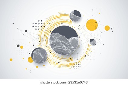 Trendy abstract wireframe background. Modern science or technology art elements. Surface illustration. Vector.