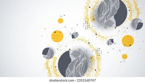 Trendy abstract wireframe background. Modern science or technology art elements. Surface illustration. Vector.