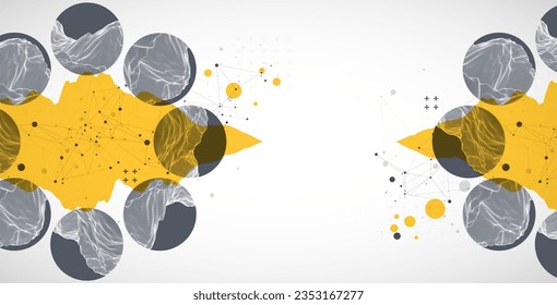 Trendy abstract wireframe background. Modern science or technology art elements. Surface illustration. Vector.