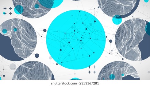 Trendy abstract wireframe background. Modern science or technology art elements. Surface illustration. Vector.