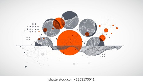 Trendy abstract wireframe background. Modern science or technology art elements. Surface illustration. Vector