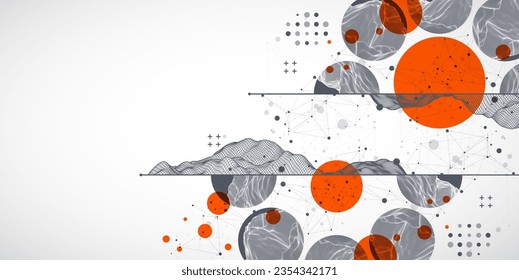 Trendy abstract wireframe background. Modern science or technology art elements. Surface illustration. Vector