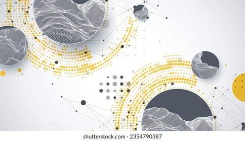Fondo de trama abstracto moderno. Elementos artísticos modernos de ciencia o tecnología. Ilustración superficial. Vector.