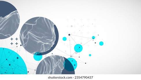 Trendy abstract wireframe background. Modern science or technology art elements. Surface illustration. Vector.