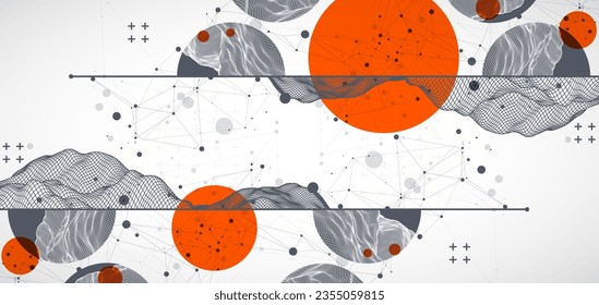Trendy abstract wireframe background. Modern science or technology art elements. Surface illustration. Vector