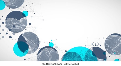 Trendy abstract wireframe background. Modern science or technology art elements. Surface illustration. Vector.