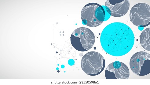 Trendy abstract wireframe background. Modern science or technology art elements. Surface illustration. Vector.