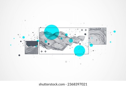 Trendy abstract wireframe background. Modern science or technology art elements. Surface illustration. Vector.