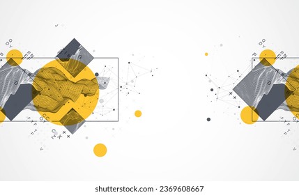 Trendy abstract wireframe background. Modern science or technology art elements. Surface illustration. Vector.